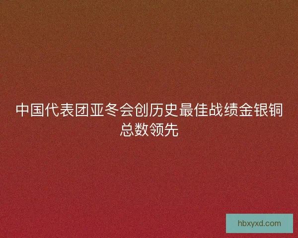 中国代表团亚冬会创历史最佳战绩金银铜总数领先