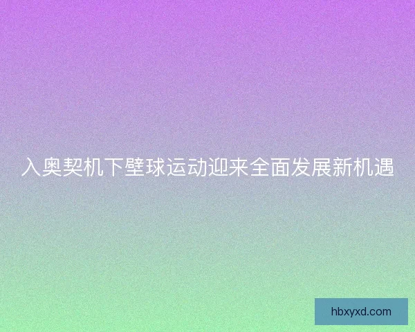 入奥契机下壁球运动迎来全面发展新机遇